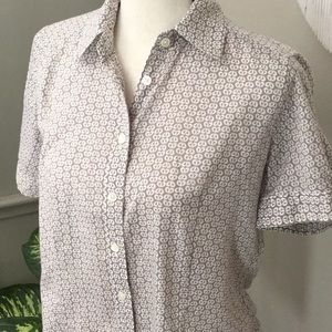 J. CREW cotton button up top with button sleeves.  Like new!